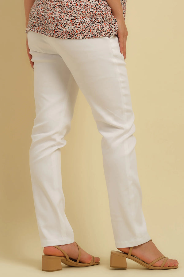 Бял памучен бял панталон за бременни